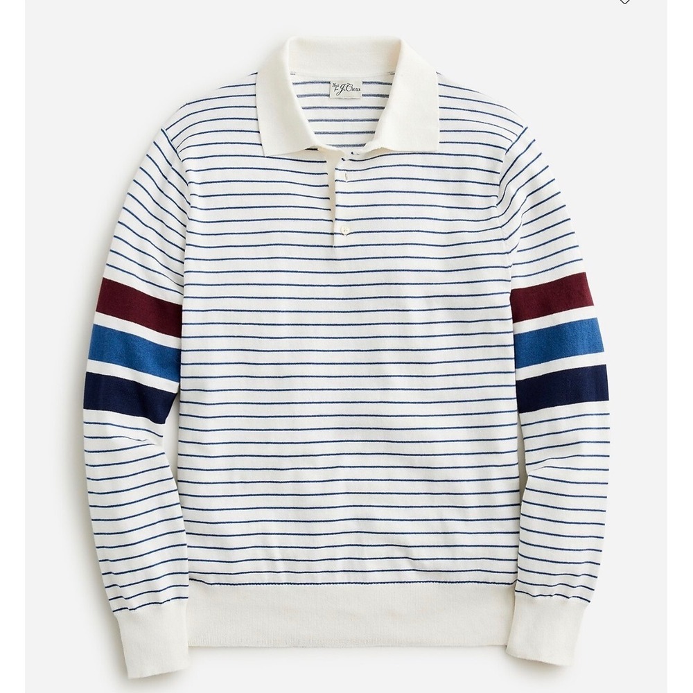 J. Crew Heritage Collared Sweater Polo Mens L Striped Cotton Knit Preppy BS410 - Picture 1 of 11